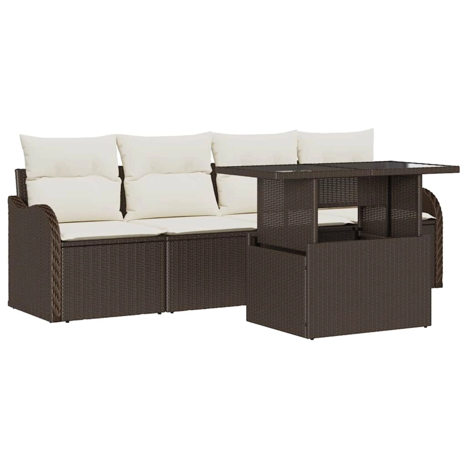 vidaXL Garten-Sofa-Set mit Kissen 5-Tlg Braun Poly Rattan 3348364 günstig online kaufen