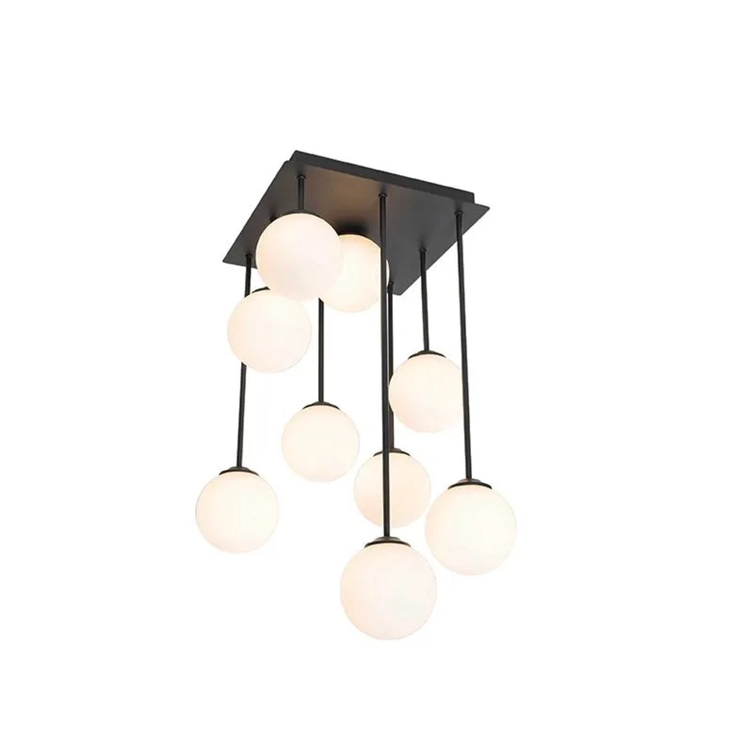 QAZQA Moderne Deckenleuchte Schwarz mit Opalglas 9 Lichter Athens