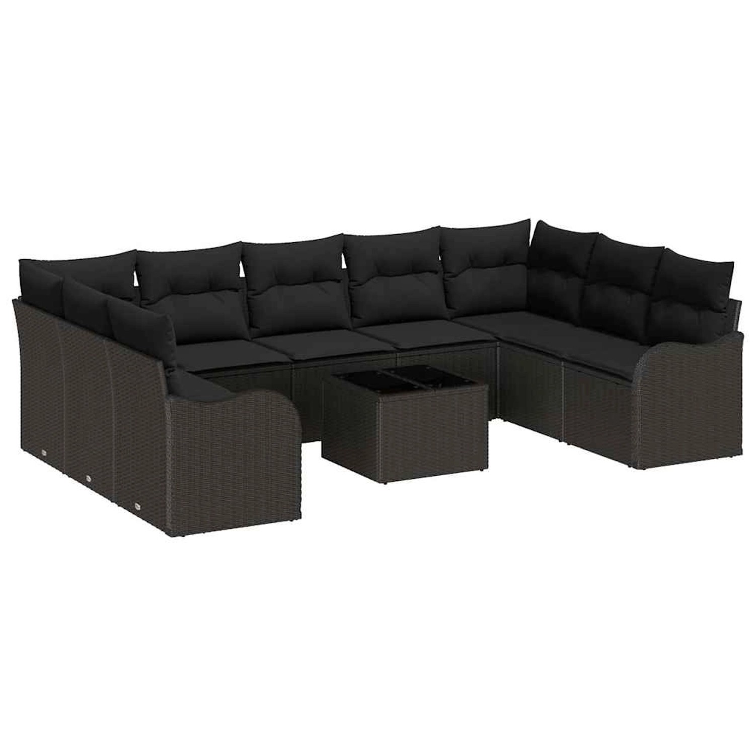 vidaXL Garten-Sofa-Set mit Kissen 10-Tlg Schwarz Poly Rattan 3354542 günstig online kaufen