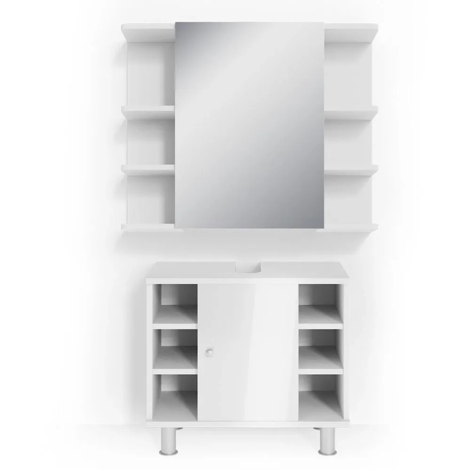 Vicco Badmöbel-Set Fynn Weiß Hochglanz 60 x 54 2-teilig