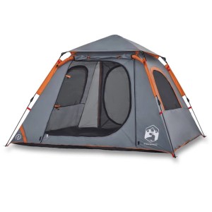 vidaXL Kuppel-Campingzelt 4 Personen Grau und Orange Quick Release 4004145