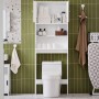 Weißes SoBuy Toilettenregal BZR165-W mit Schrank über der Toilette für mehr Bad Stauraum.