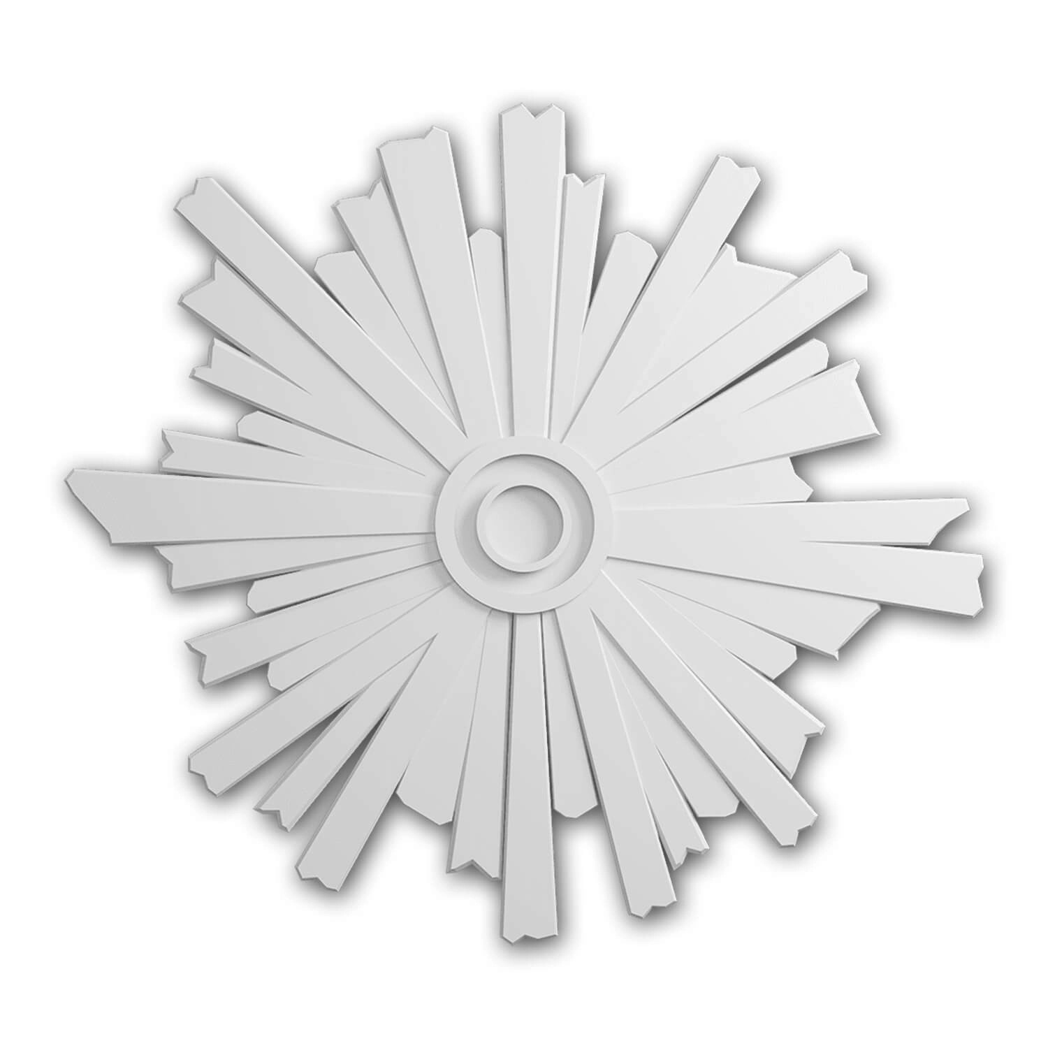 PROFHOME 156804 RoSette Medallion Zierelement 90,1 cm 90,1 cm x 90,1 cm x 2,1 cm Weiß