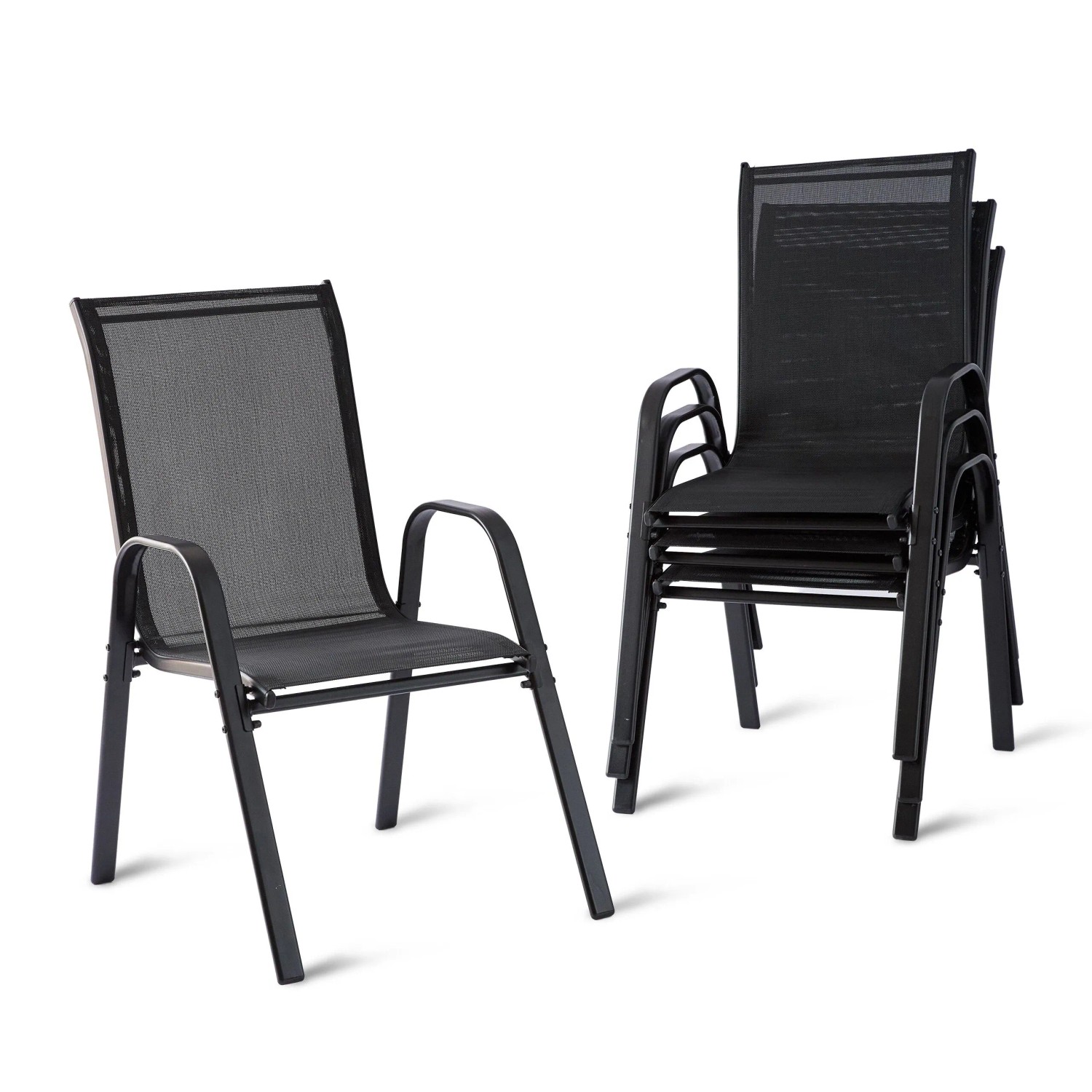 Relaxdays Gartenstuhl Set Hochlehner Metall Anthrazit Stapelbar 4er Set 90 cm x 56 cm x 65 cm
