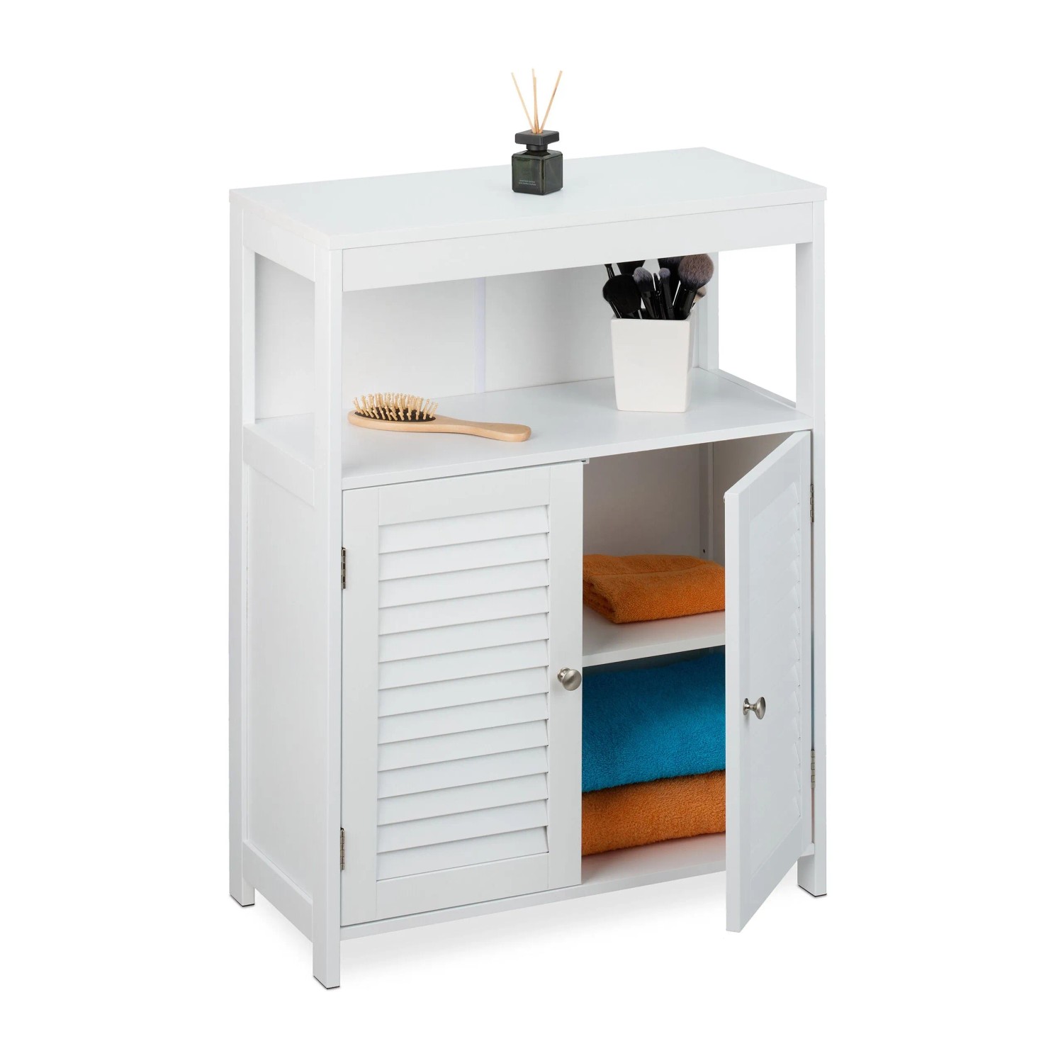 Relaxdays Badschrank MDF Zink Weiß Verstellbar 80 cm x 60 cm x 29 cm 11,5 kg