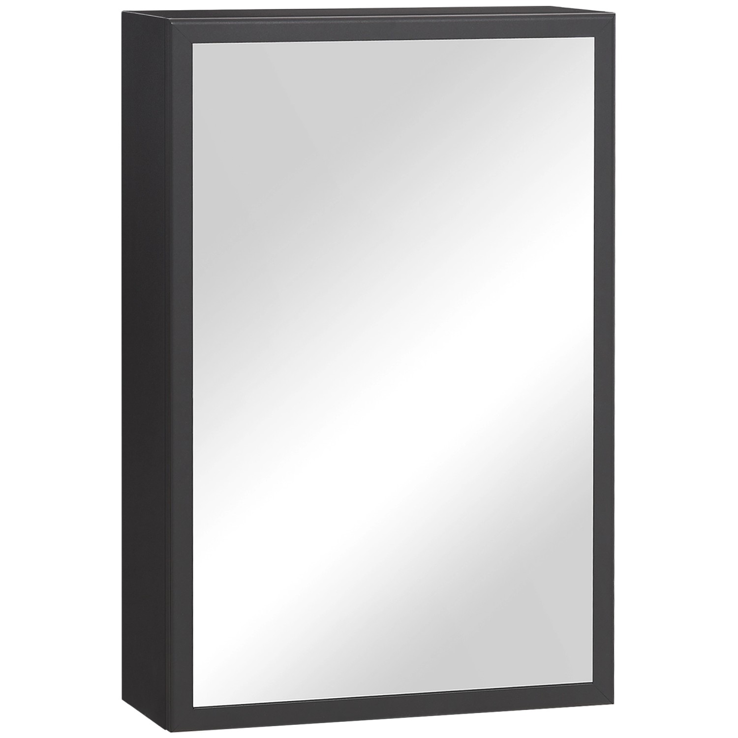 Thumbnail - Kleankin Spiegelschrank mit 3 Schichten Edelstahl Schwarz  40 x 15 x 60 cm