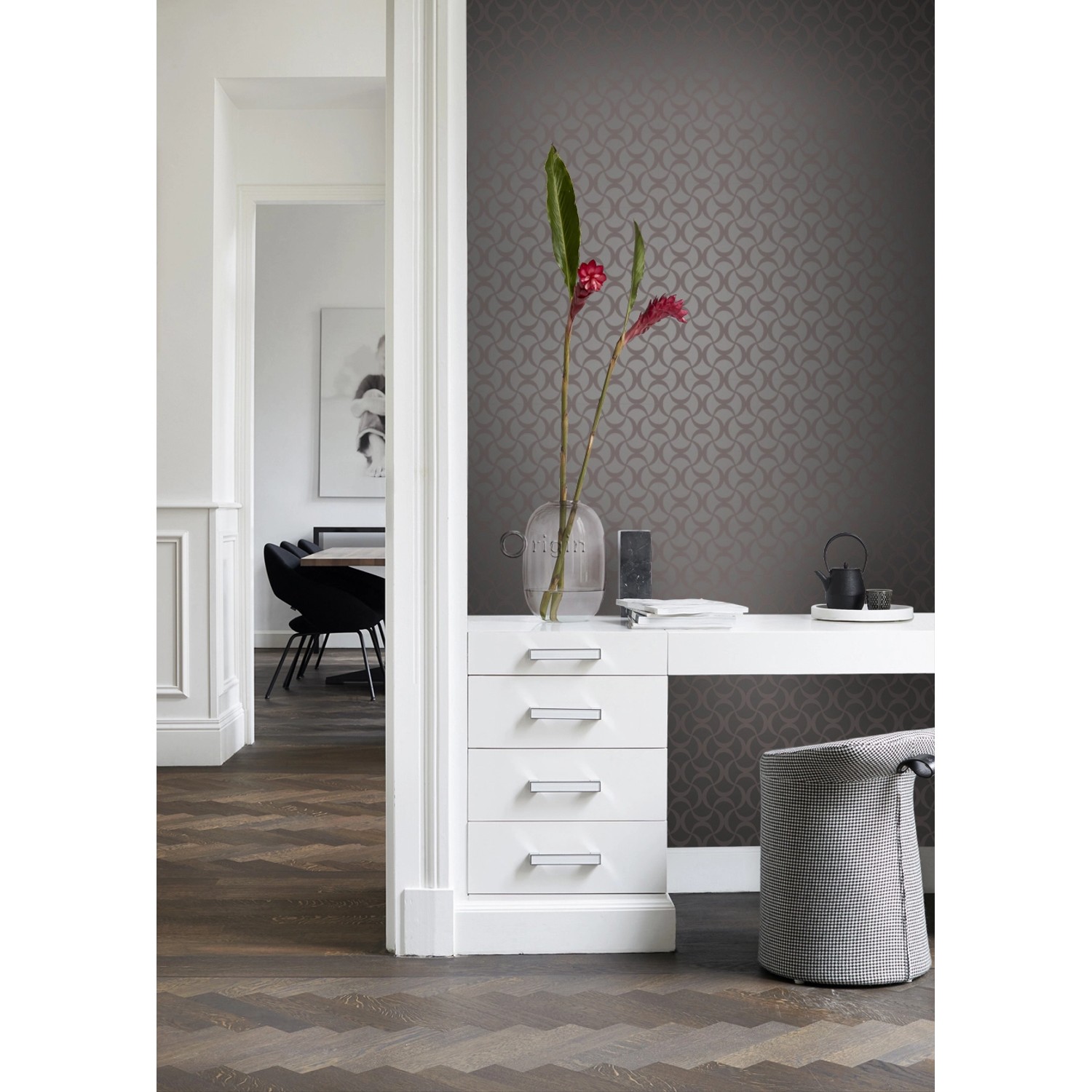 Origin Wallcoverings Tapete Grafisches Muster Dunkelgrau 53 cm x 10,05 m 34 günstig online kaufen