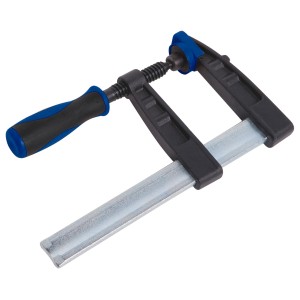 LUX Schraubzwinge 150x80 mm Comfort aus Temperguss mit blau-schwarzem Griff.