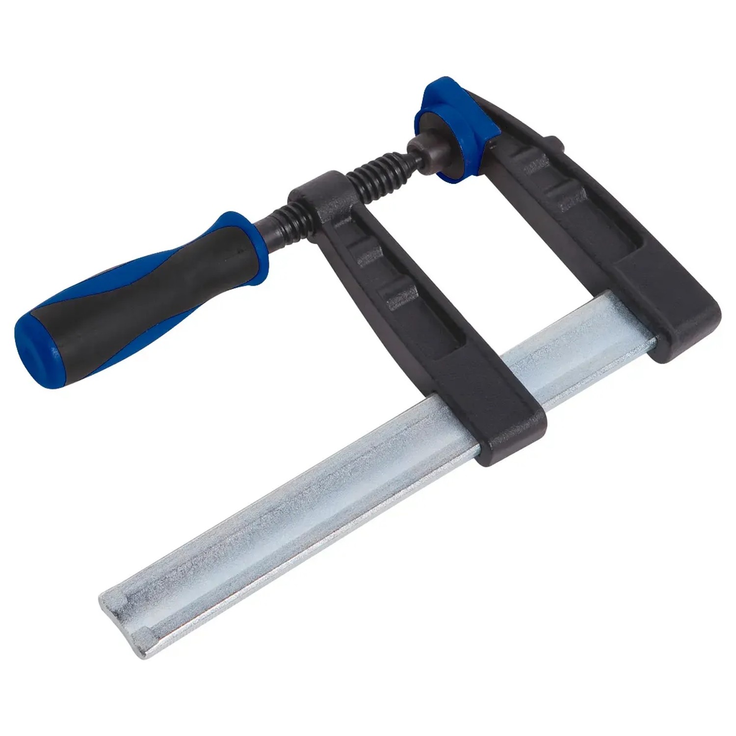 LUX Schraubzwinge 150x80 mm Comfort aus Temperguss mit blau-schwarzem Griff.