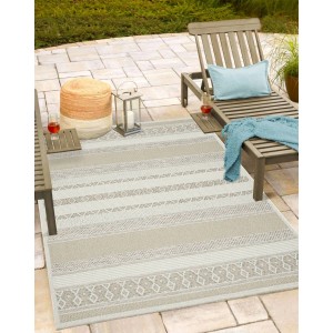 Floornovo Indoor & Outdoor Teppich Nr. 71 Grau Gemustert 200 x 140 cm