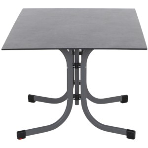 Rechteckiger, anthrazitfarbener Siena Garden Klapptisch Sola, 90x140 cm. Gartentisch mit Stahlgestell.