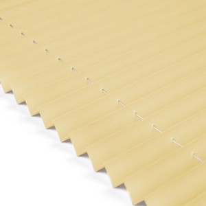 Detailaufnahme: Hellorangefarbenes Deco-Raum Plissee Basic, blickdicht, zur Fensterdekoration.