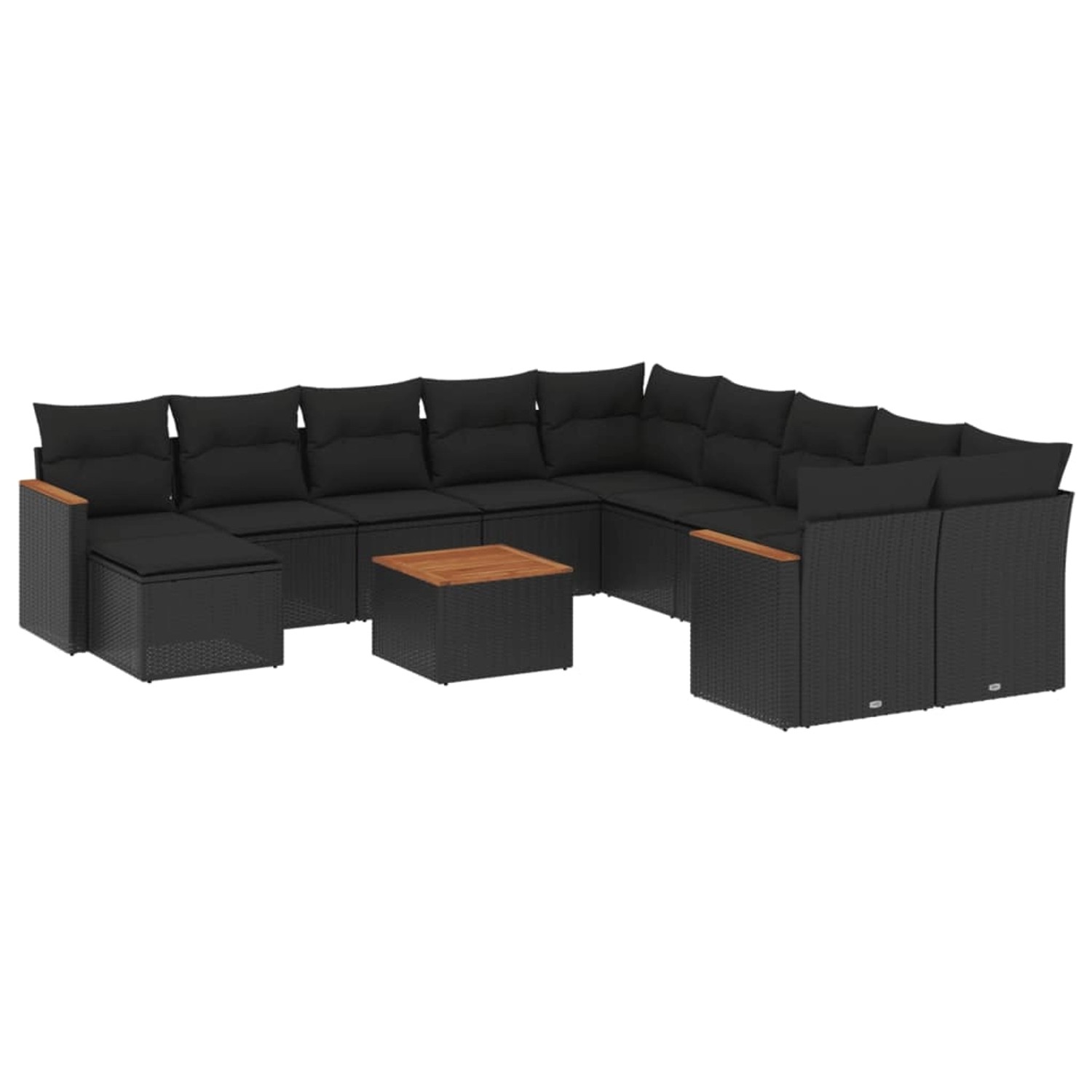 vidaXL 12-tlg Garten-Sofagarnitur mit Kissen Schwarz Poly Rattan Modell 69 günstig online kaufen