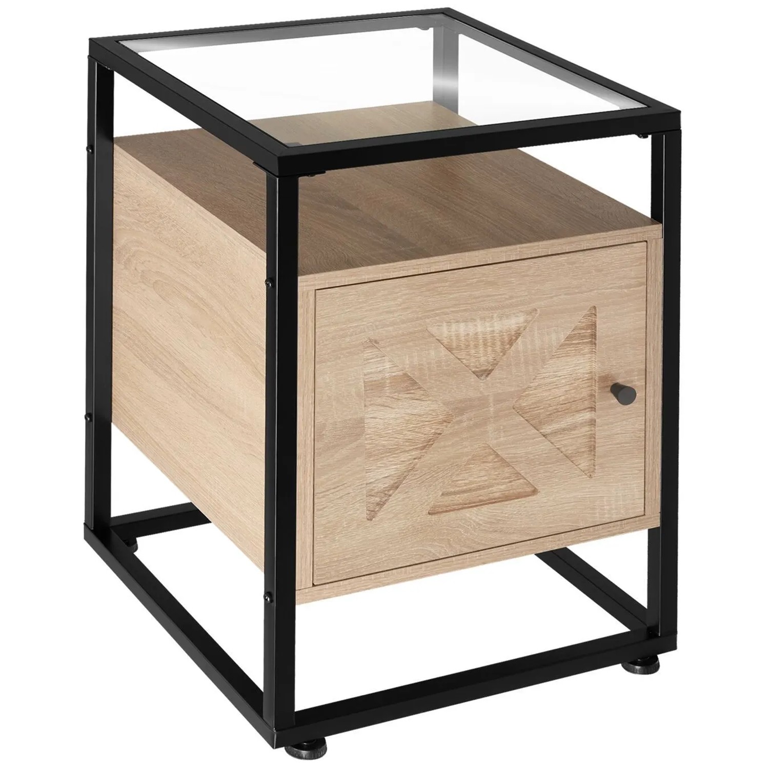 Tectake Nachttisch Kidderminster Industrial Style Holz und Stahl  40 x 43 x 60 50 cm Industrial Holz Hell  Eiche Sonoma