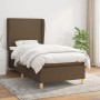 Dunkelbraunes Boxspringbett 100x200 cm mit Matratze und Stoffbezug.