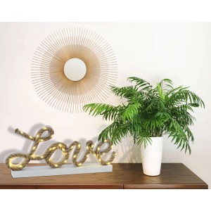 Dekorative LED-Tischleuchte "Love Natur" von Näve, Schriftzug aus Seil mit warmweißen LEDs.