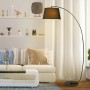 Schwarze HOMCOM Stehlampe mit Stoffschirm, Bogenleuchte für Wohnzimmer und Schlafzimmer.