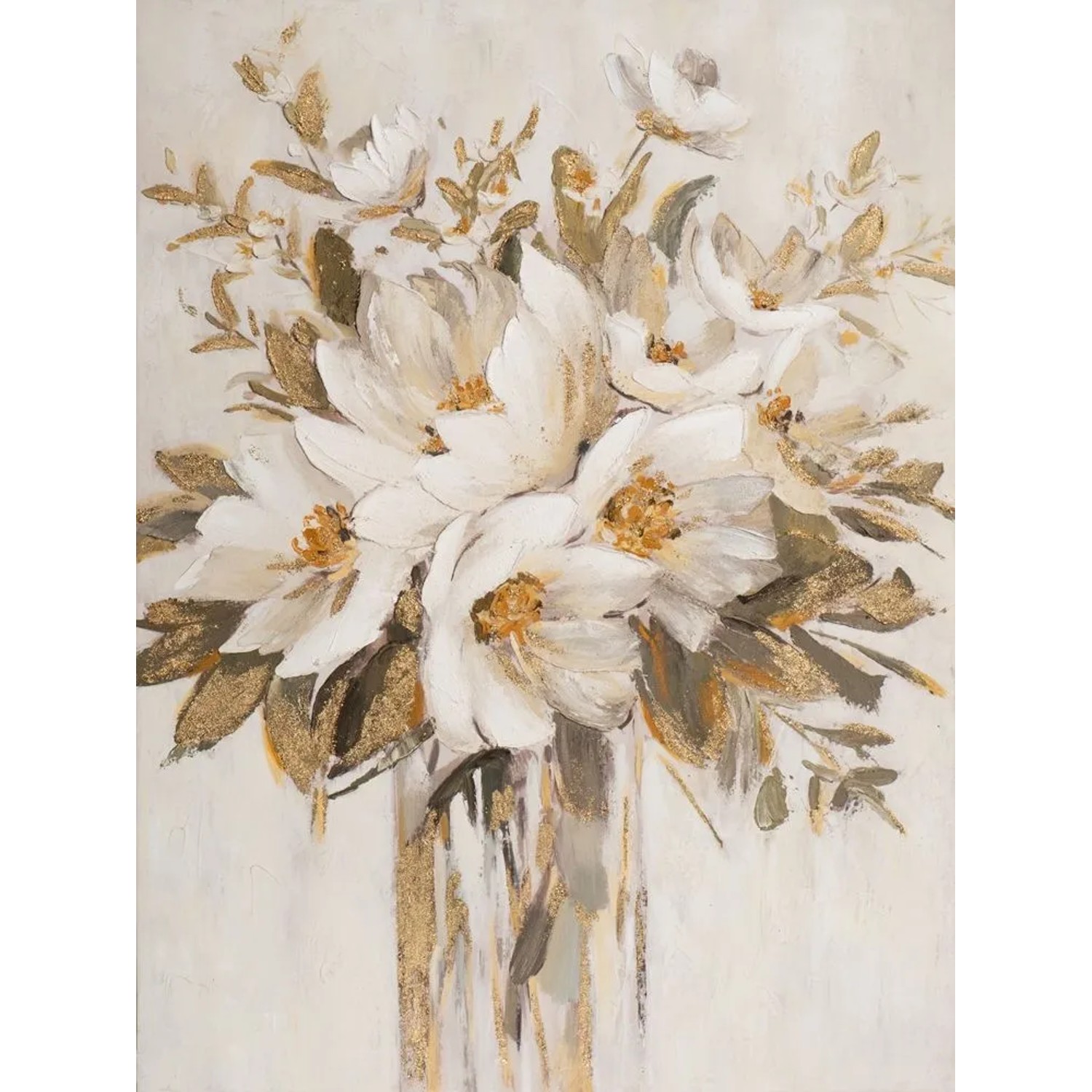 Art Universe Leinwandbild Goldene Blumen 90 x 120 cm