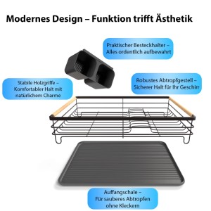 BigDean Abtropfgestell Geschirr aus Metall Platzsparendes Geschirrabtropfgestell mit Besteckkorb
