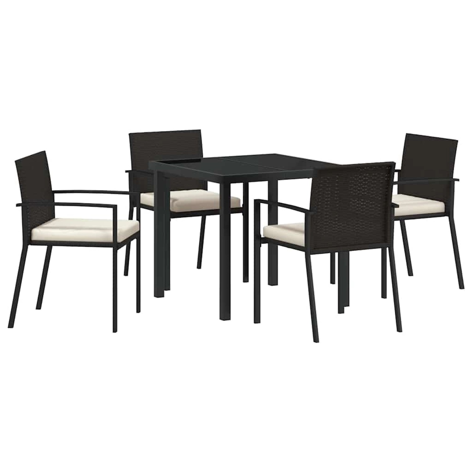 vidaXL 5-Teiliges Garten-Esstischset aus Schwarzem Poly Rattan 3379234 günstig online kaufen