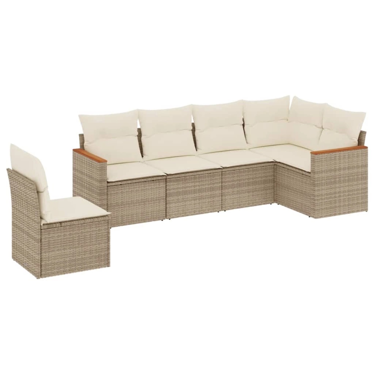 vidaXL 6-Tlg Garten-Sofagarnitur mit Kissen Beige Poly Rattan 3258418 günstig online kaufen