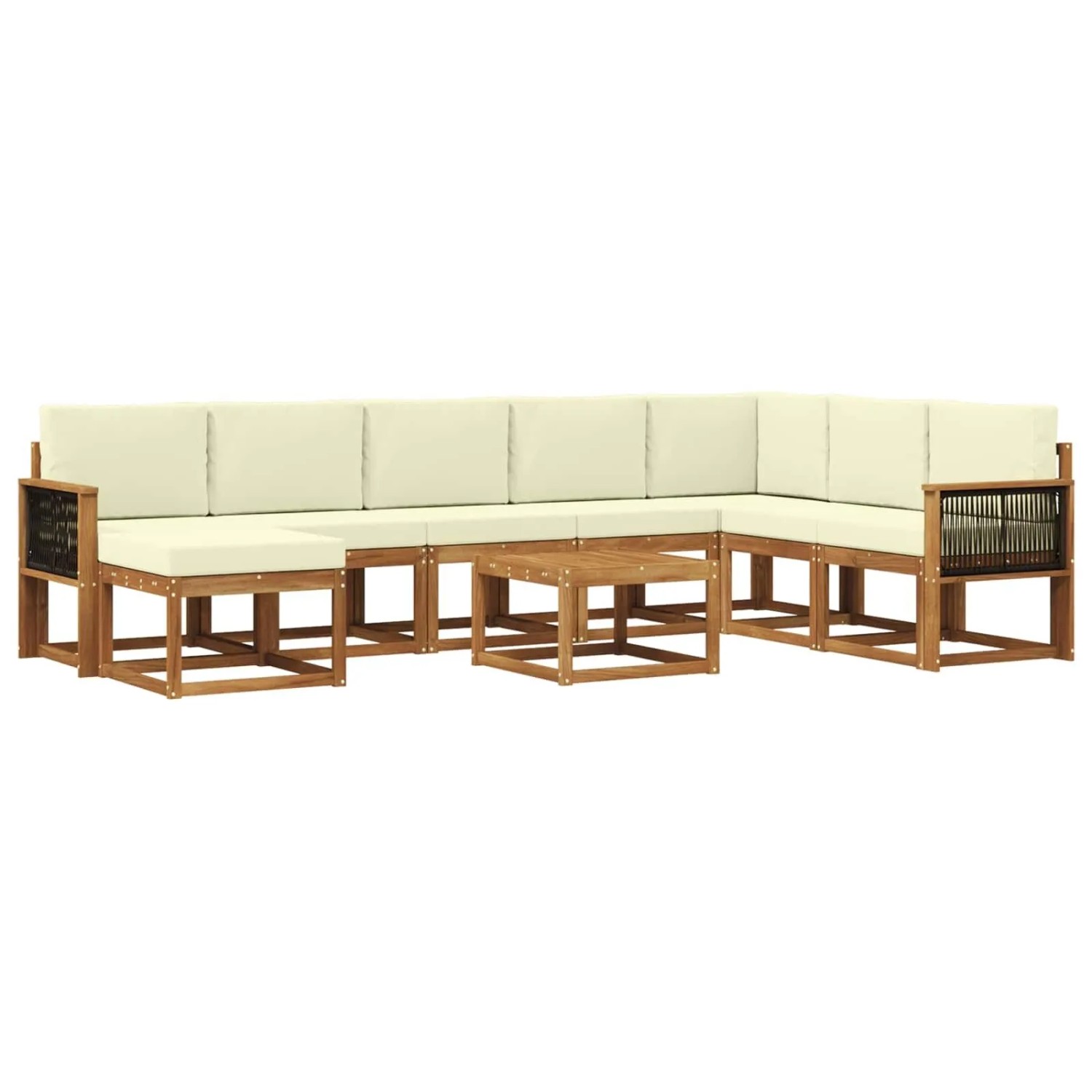 vidaXL Outdoor-Sofagarnitur 9 Stk Natur und Creme Massivholz Akazie 3385471