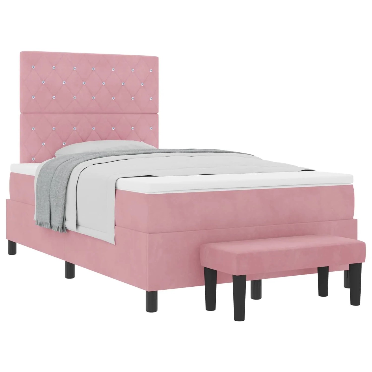 vidaXL Boxspringbett mit Matratze mit Kopfteil Rosa 120 x 200 cm Samt 3344443