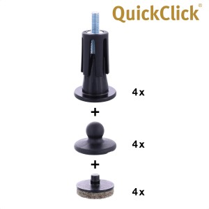 Wagner QuickClick Gelenkgleiter-Set, 4-teilig, braun, für Rohre Ø 14 mm. Möbelgleiter für optimalen Oberflächenschutz.