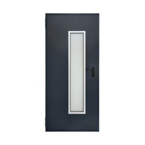 Hörmann Mehrzwecktür H8-5 LA mit Glasausschnitt, anthrazitgrau (RAL 7016).