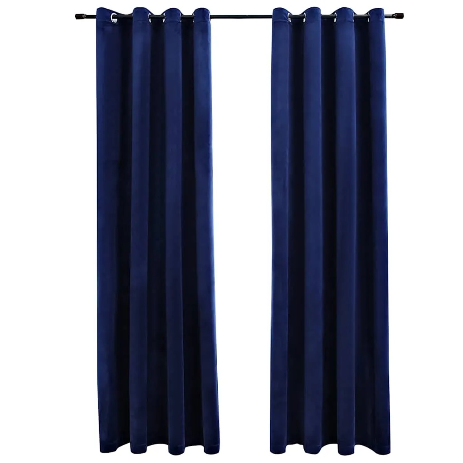vidaXL Verdunkelungsvorhänge mit Ösen 2 Stk Samt Dunkelblau 140x175cm 134528