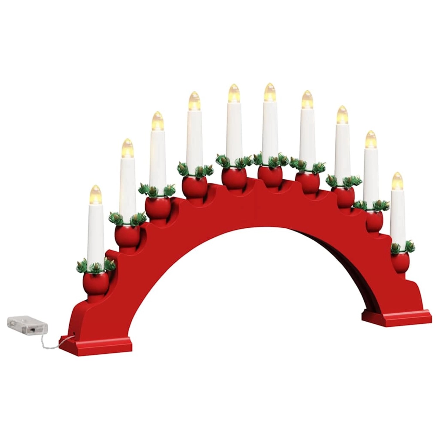 vidaXL Weihnachtskerzenbogen mit 10 LED Kerzen Rot 47 x 5 x 29 cm 42019711 günstig online kaufen