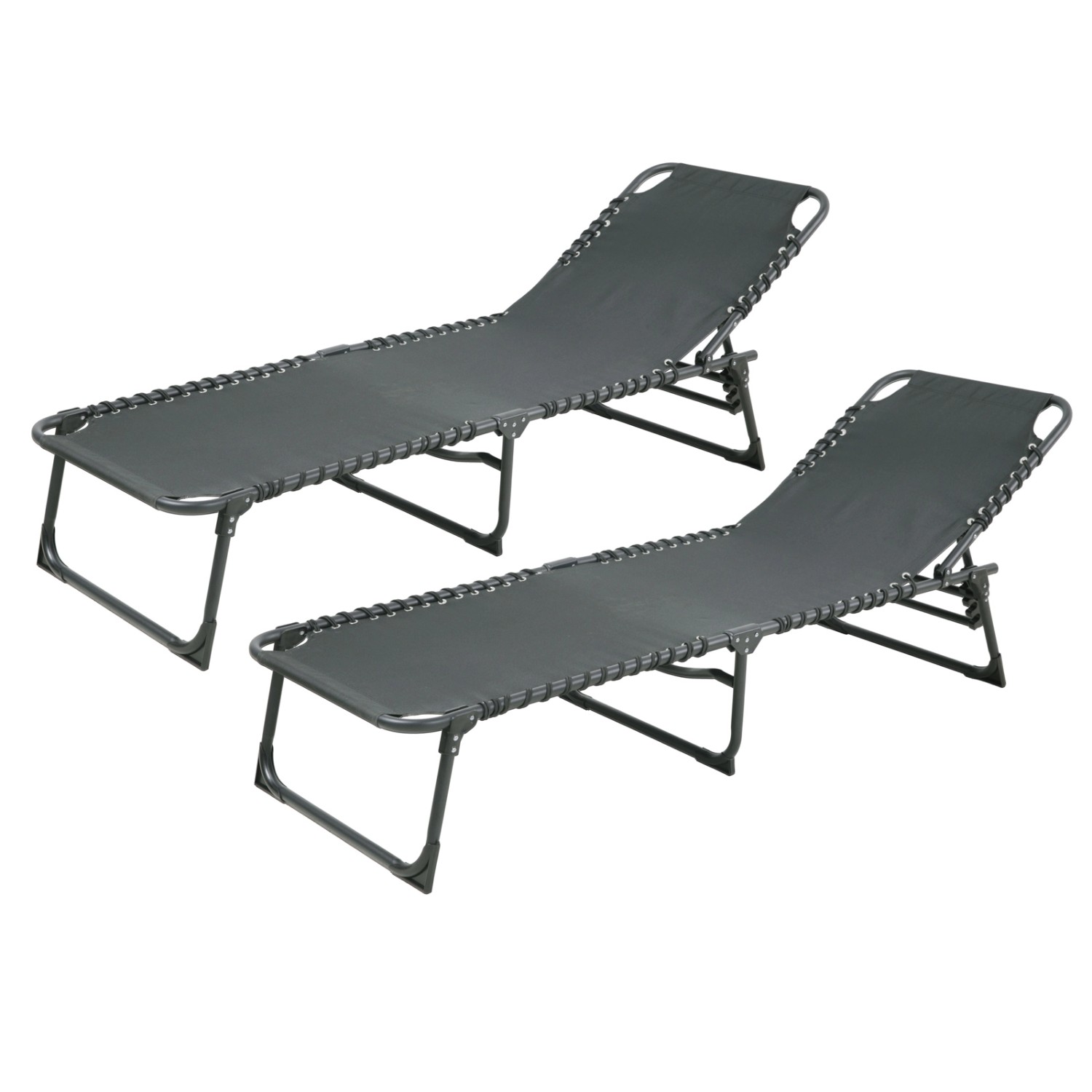 Svita 2er Set Gartenliege Sonnenliege Klappbar Verstellbar Dunkelgrau günstig online kaufen