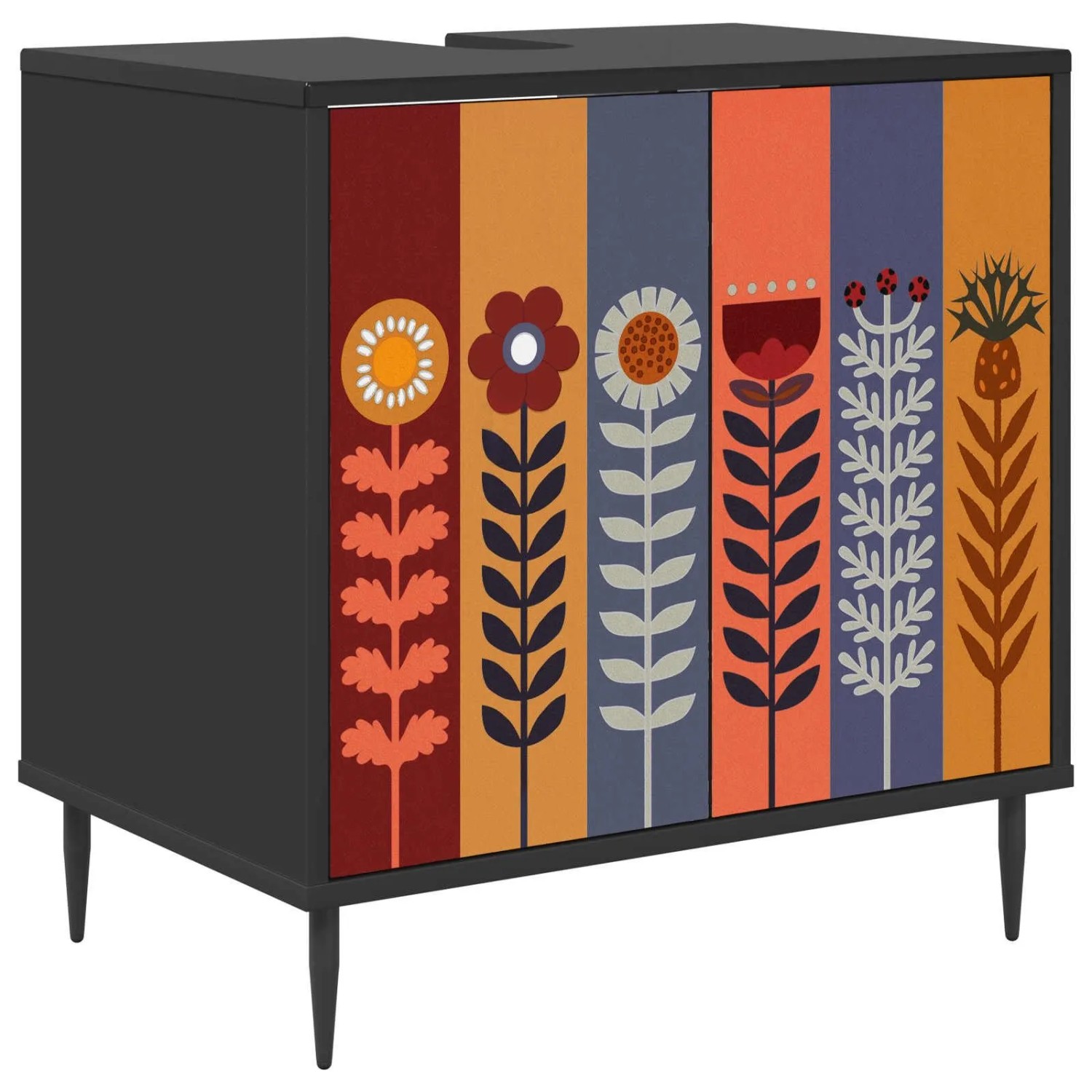 vidaXL Badezimmerschrank ESSEN Schwarz Eichen-Optik 60 x 40 x 61 cm 8007422