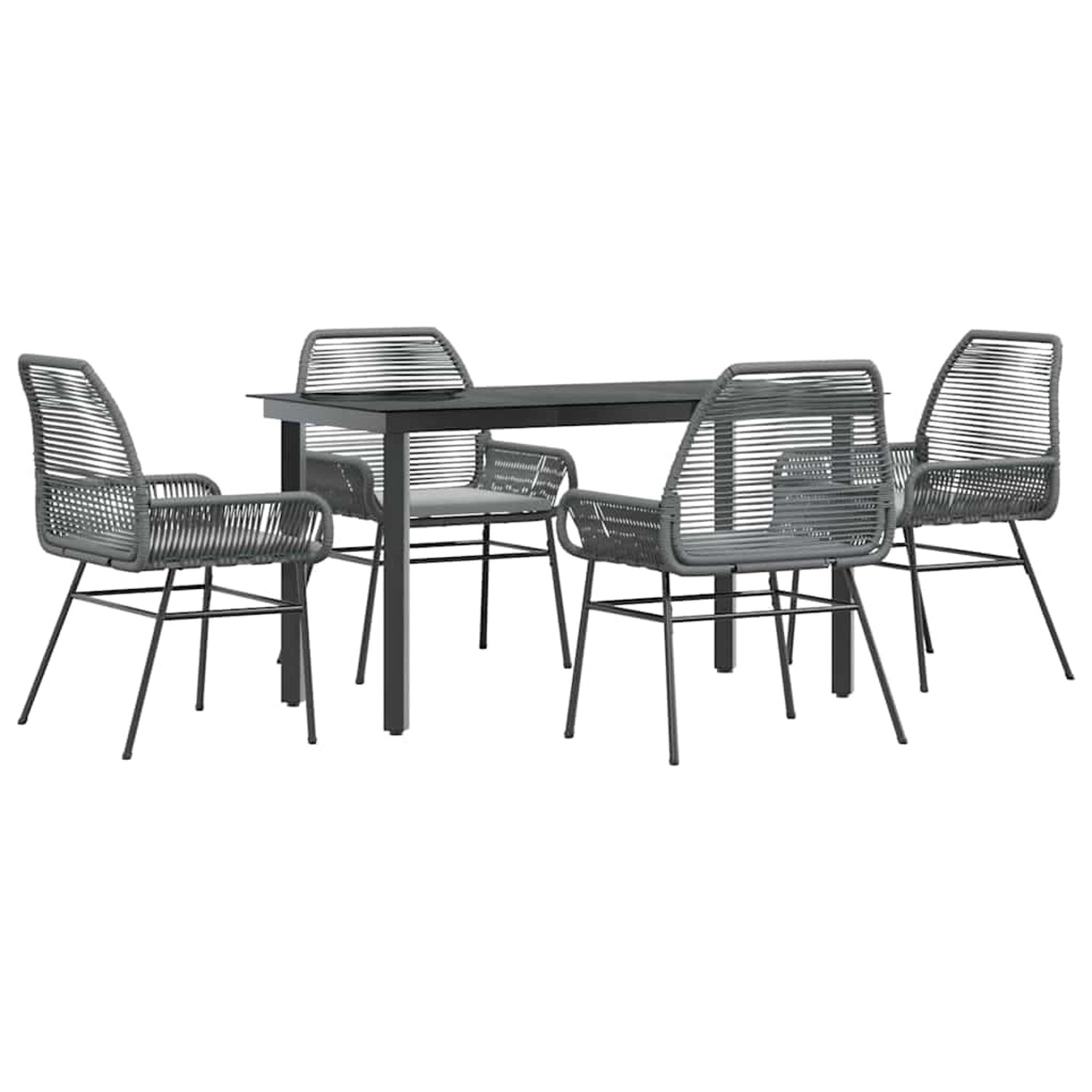 vidaXL 5-Tlg Garten-Essgruppe mit Kissen Grau Poly Rattan Glas 3334578 günstig online kaufen