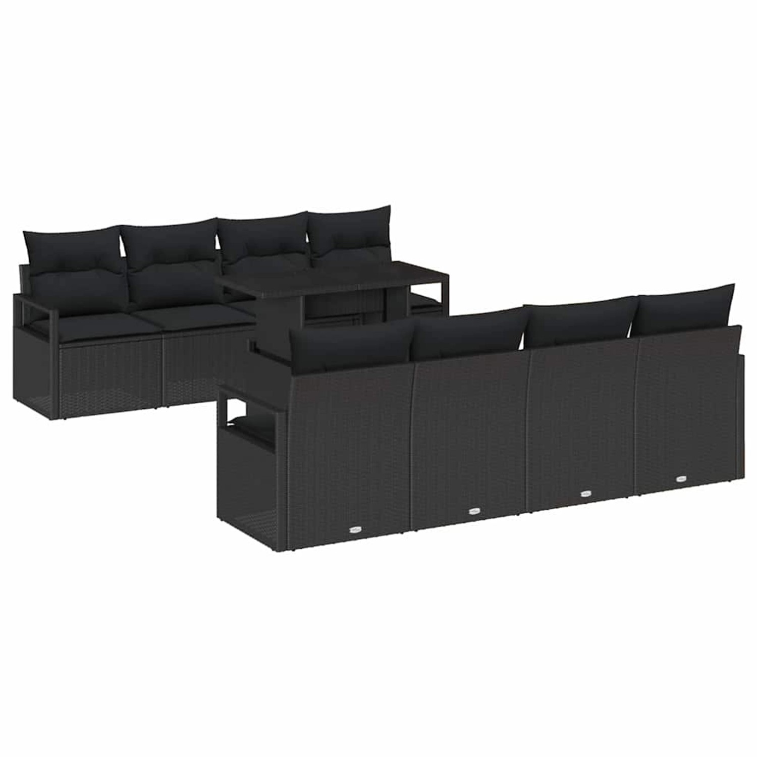 vidaXL Garten-Sofa-Set mit Speicher 9-Tlg Schwarz Poly Rattan 3357526 günstig online kaufen