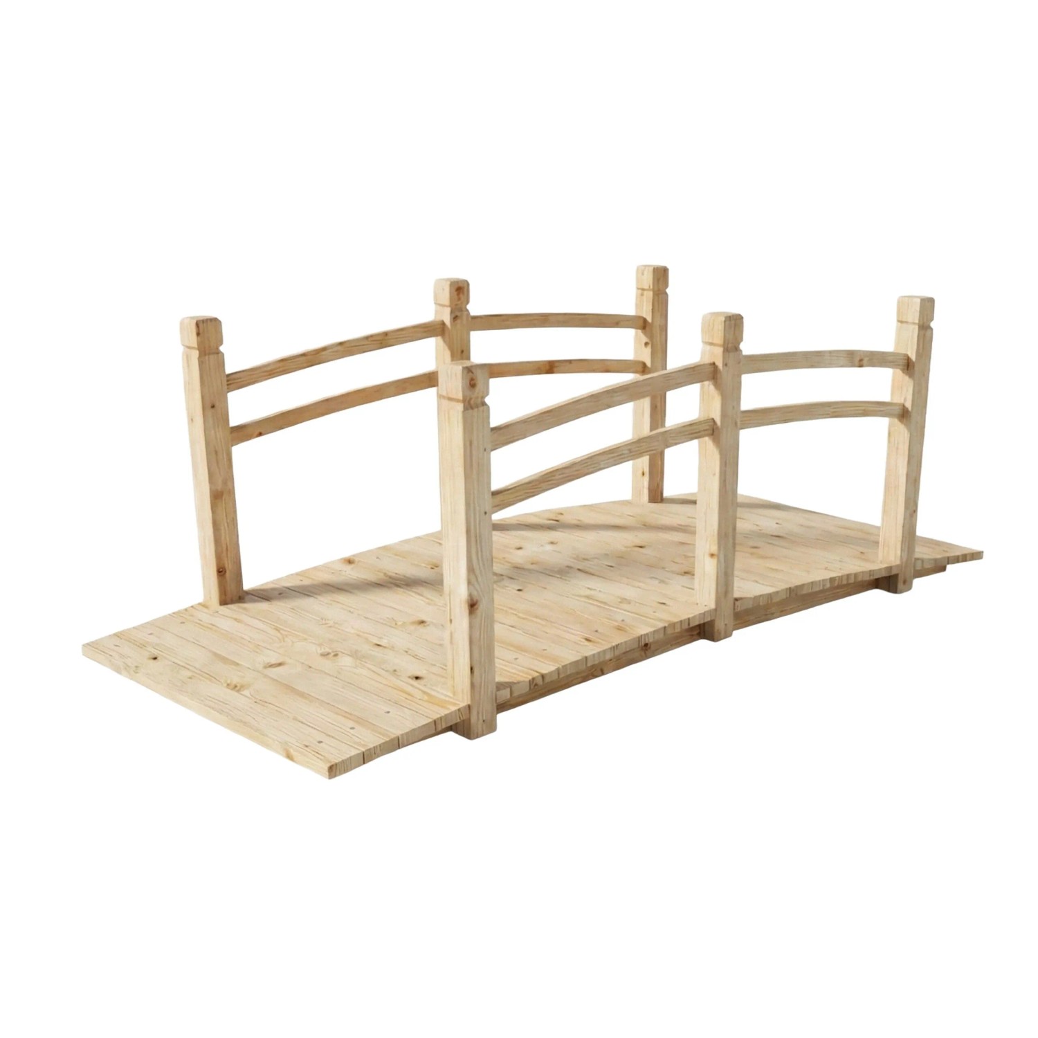 Relaxdays Gartenbrücke Tannenholz Natur Wetterfest 55 cm x 150 cm x 67 cm 150 kg
