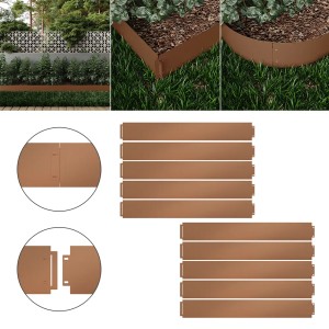 OK-Living Rasenkante, braun, 10er Set, 100x14cm, aus pulverbeschichtetem Stahl für eine saubere Beetbegrenzung.