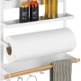 Wenko Küchenregal Magna, weißes Magnetregal mit Ablagen, Papierrollenhalter und Haken für Küchenhelfer.