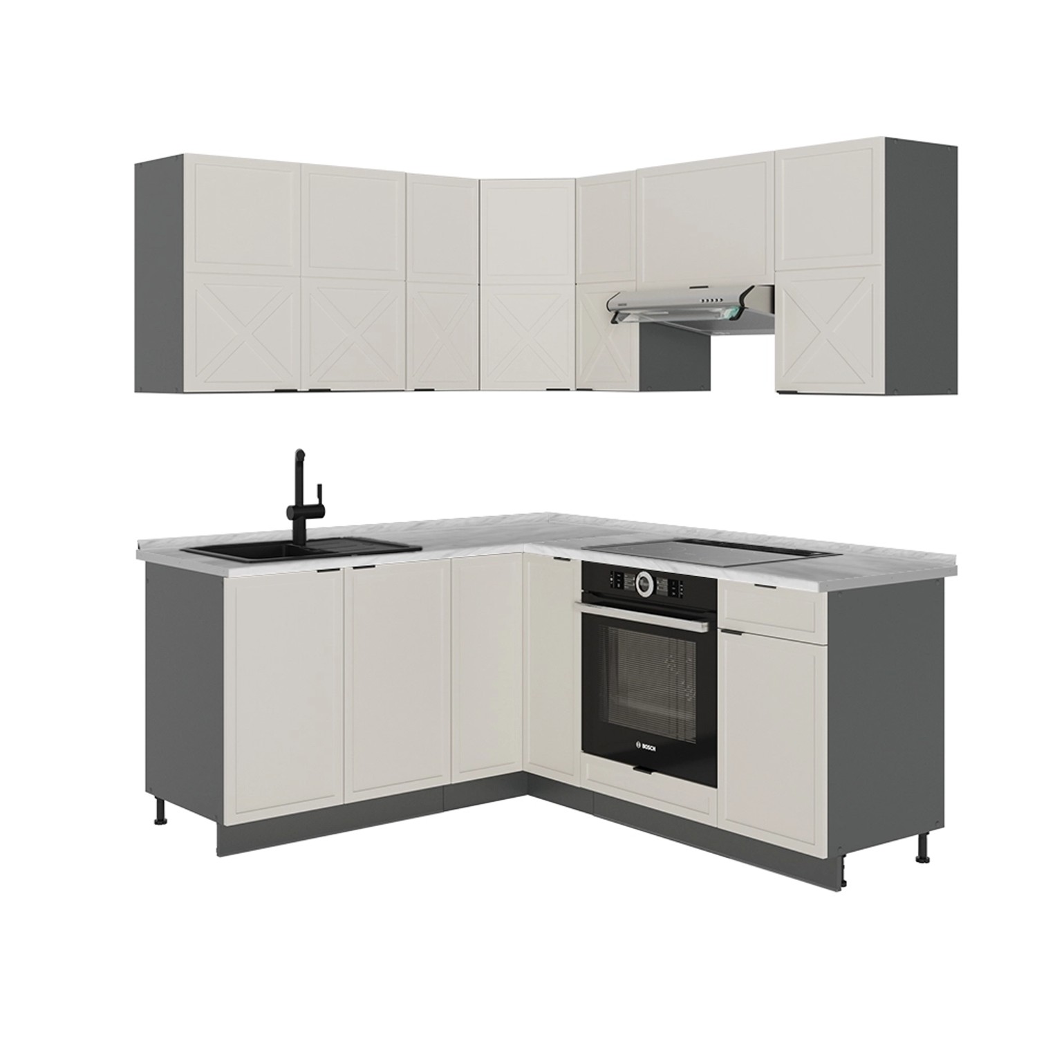Vicco Fame-Line Eckküche GrauBeige/Anthrazit 160 x 60 cm ohne Arbeitsplatte günstig online kaufen