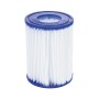 Filterkartusche für Bestway Fast Set Pool, weiße Lamellen mit blauem Rand.