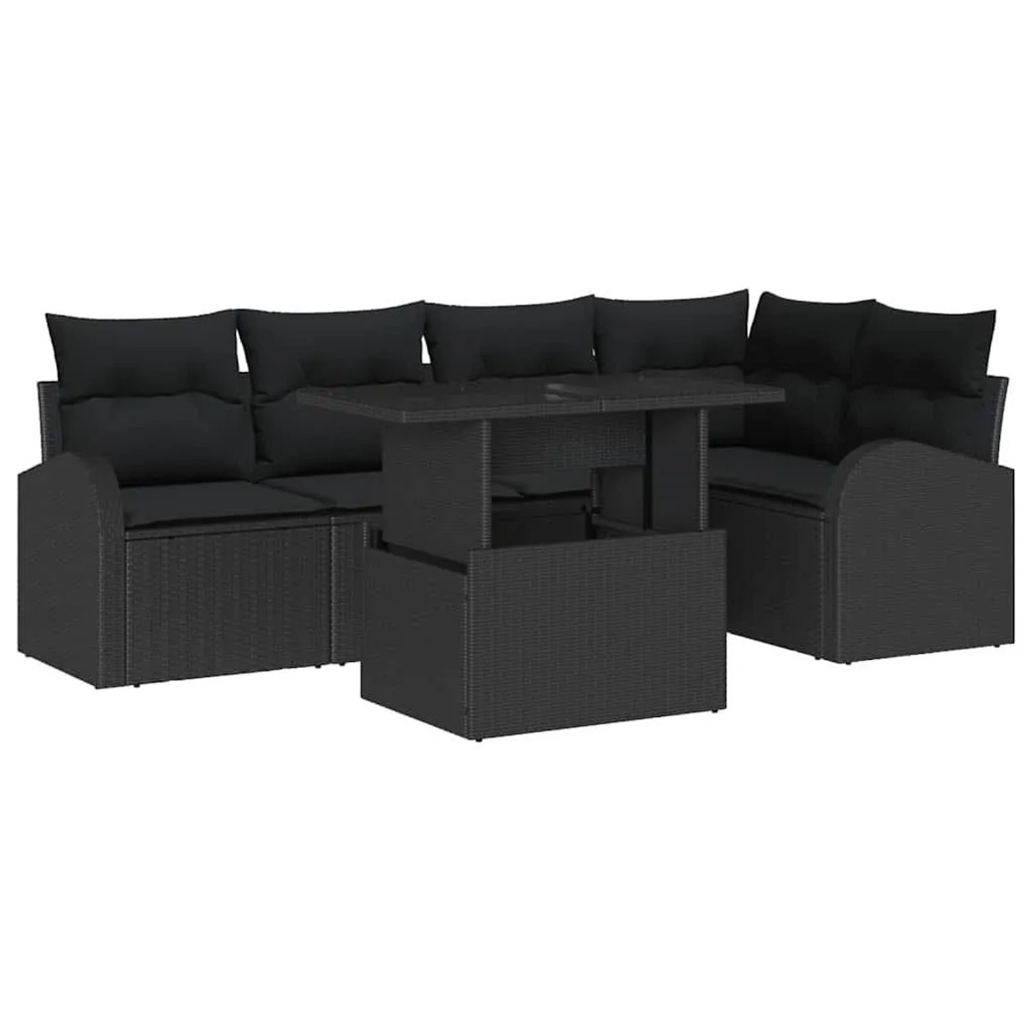 vidaXL Gartensofa-set mit Kissen 6-Tlg Schwarz Poly-Rattan 3357386 günstig online kaufen