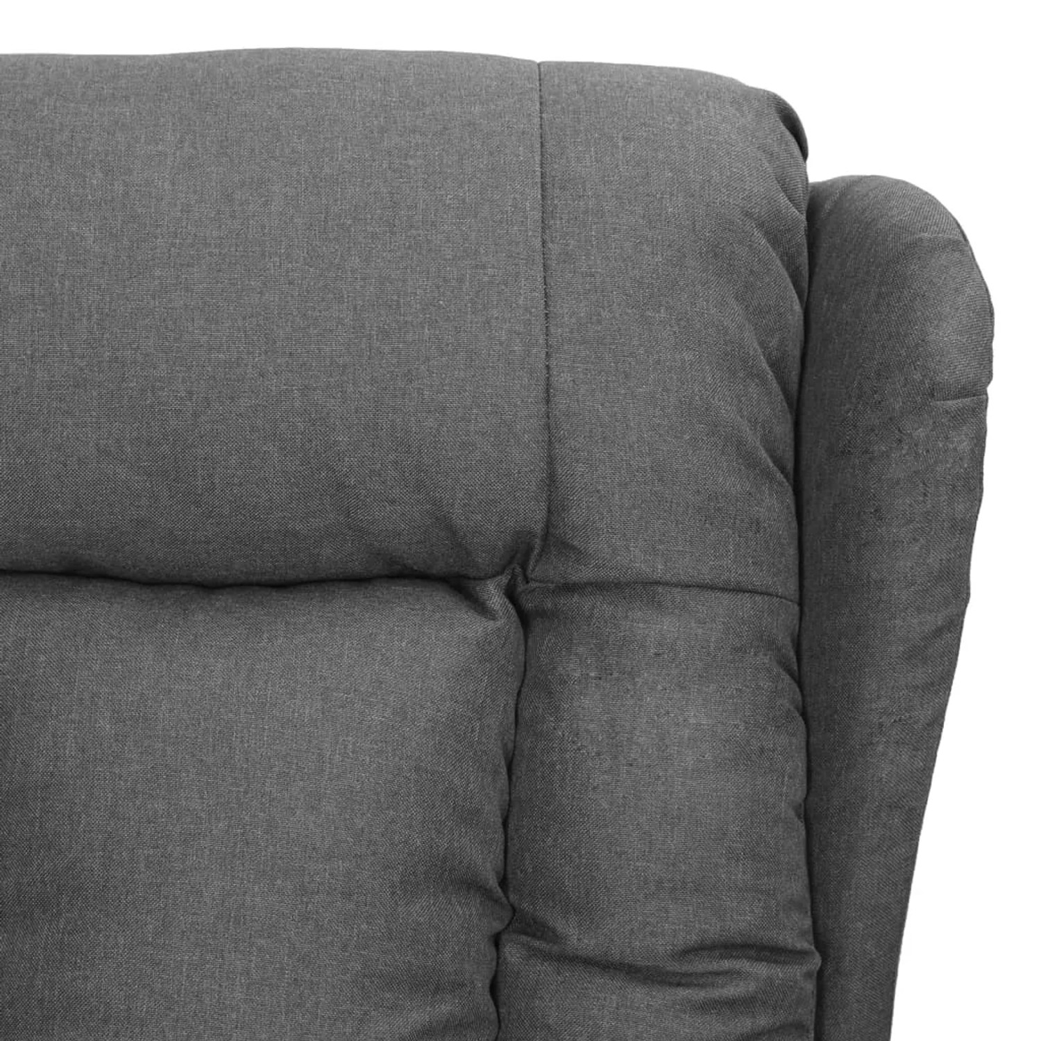 Detailansicht: Hellgrauer Relaxsessel aus Stoff, bequeme Polsterung.