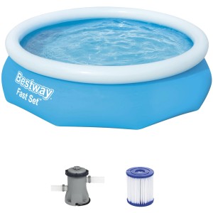 Bestway Fast Set Pool, Ø 305 cm, blau, mit Filterpumpe für sauberes Wasser.