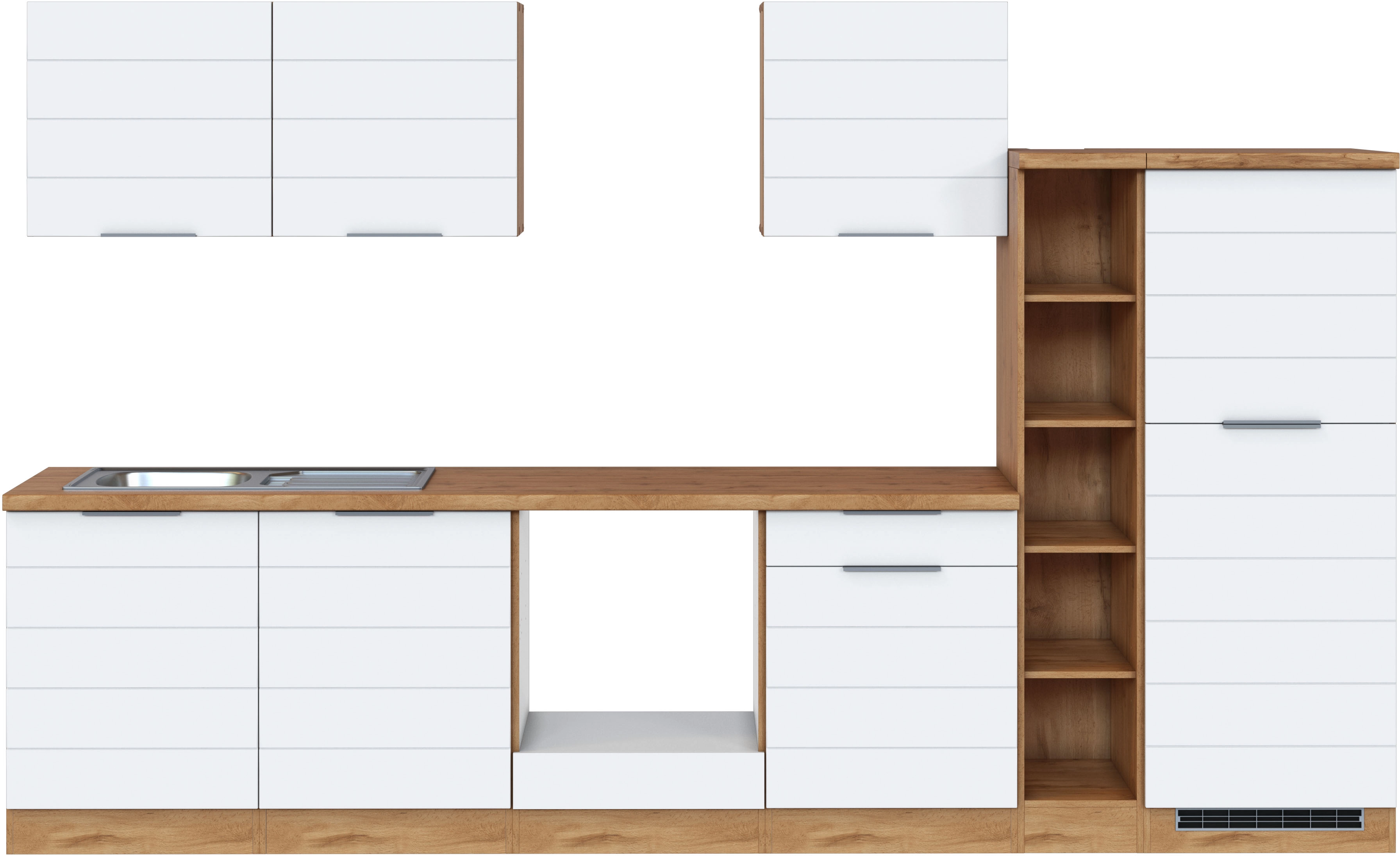 Held Möbel Küchenzeile 330 cm Matt Weiß-Wotaneiche ohne E-Geräte kaufen bei  OBI