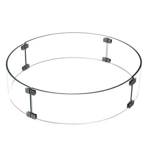 Elementi Glasumrandung für Feuerstellen, Wind- und Funkenschutz aus Glas mit Edelstahlverbindern.
