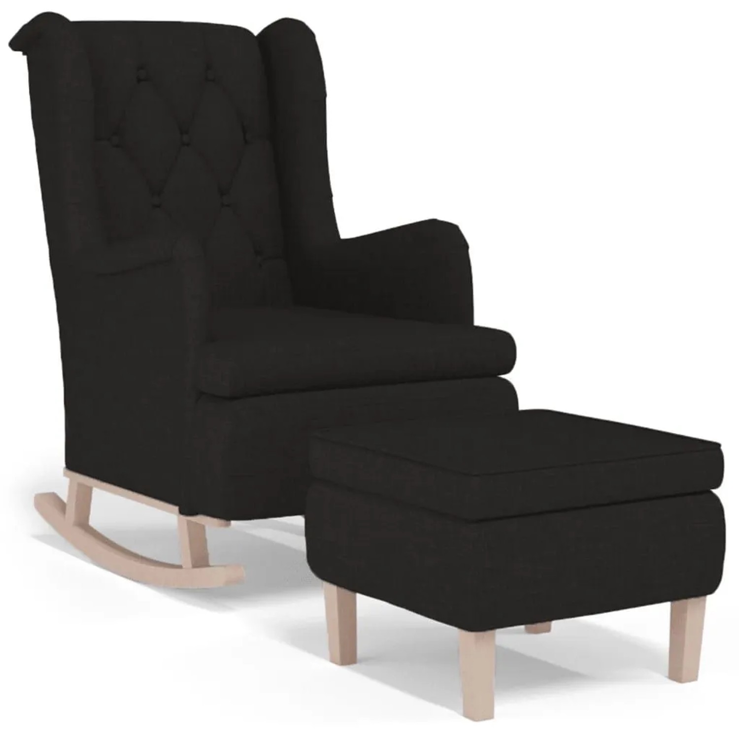 vidaXL Schaukelsessel mit Hocker Schwarz Stoff 3121274