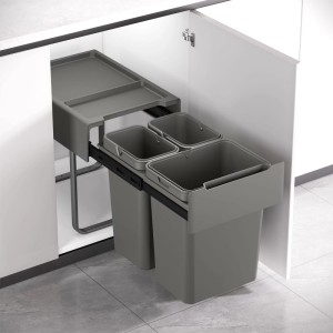 SVITA EMCombo40 Einbaumülleimer 40L 2x10L+20L 3 Fächer mit Deckel Mülltrennsystem