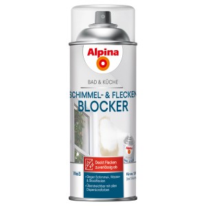 Alpina Schimmel- und Fleckenblocker Spray für Bad & Küche, 400ml, weiß. Grundierung gegen Schimmel, Wasser- und Nikotinflecken.