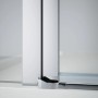 Detailaufnahme: Hüppe Schwingtür Design Pure Black Edition, festes Segment, Beschläge in Chromoptik.