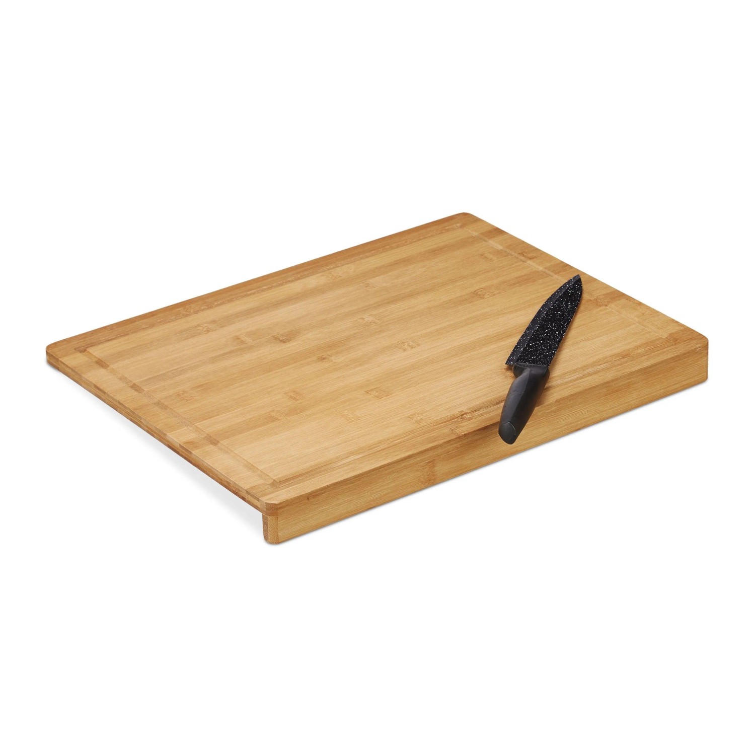 Relaxdays Tranchierbrett Bambus Natur Mit Anschlagkante 45 cm x 35 cm x 3,5 cm 1,4 kg